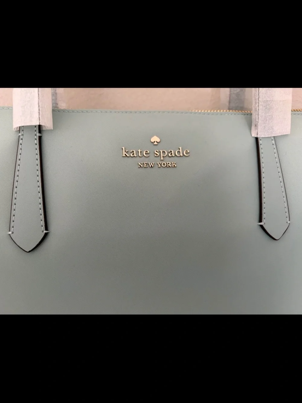 kate spade Mint Green Leather Tote with Gold Logo